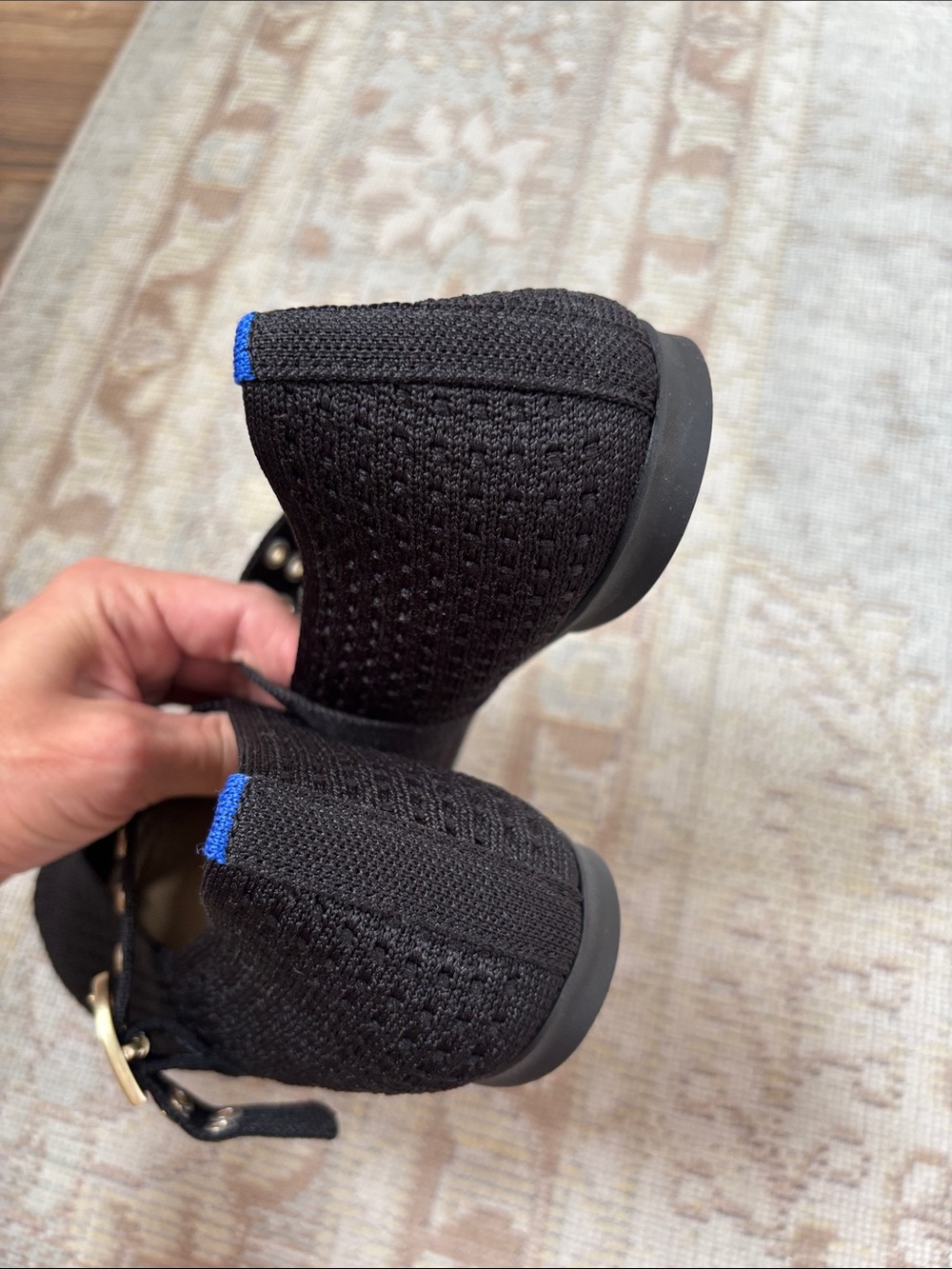 Rothy’s Black Mary Jane Flats Knit Mesh Adjustable Strap Women’s 7.5 - Picture 5 of 8